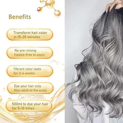 Silver Gray Hair Dye Shampoo, Instant Hair Color Shampoo, Colors in Minutes, Long Lasting Silver Hair Dye, Champu Para Canas