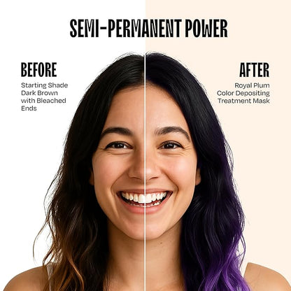 Overtone Color Depositing Semi-Permanent Hair Dye Conditioner - 8 oz For Natural & Color-Treated Hair, Moisturizing Shea Butter & Coconut Oil - Vegan & Cruelty-Free, Purple For Brown is now Royal Plum