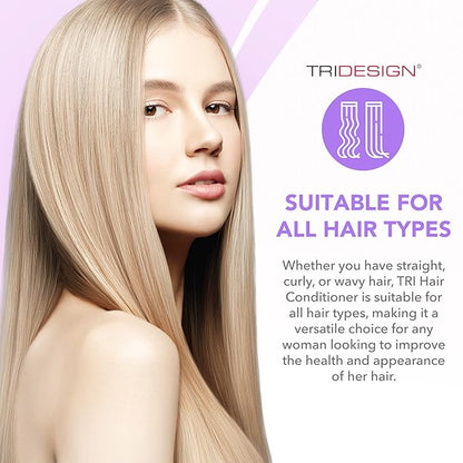 TRIDESIGN Hydrating Conditioner for Women - Extra Moisturizing, Restorative Conditioner for Dry, Damaged, and Colored Hair - Adds Luminous Volume and Healthy Shine - 10.5 Fluid Oz