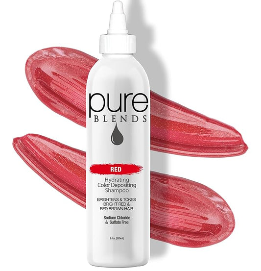 Red Hydrating Color Depositing Shampoo - Brighten & Tone Semi Permanent Hair Dye for Faded Color, Prevents Fade, Extends Color Service on Treated Hair, 8.5 Oz.