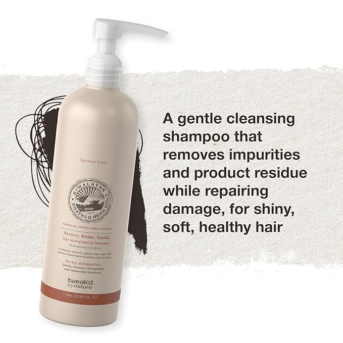 Tweak’d by Nature - Restore Hair Strengthening Shampoo, Ultra-Moisturizing for Dry Damaged Hair, Leaves Hair Shiny and Soft, Cruelty Free (33.8 ounces)