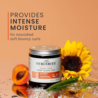 CURLSMITH Double Cream Deep Quencher - Deep Conditioning Mask for Curls, Hydrating and Detangling, For All Curl Types, Vegan & Cruelty Free (8 oz)