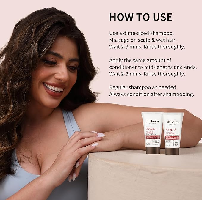 ALFHEIM Argan Repairing Shampoo & Conditioner Travel Set | Sulfate-Free&Paraben-Free | Argan Oil, Keratin & Niacinamide for Dry, Damaged, Color-Treated Hair | Hydrating, Strengthening & Anti-Frizz