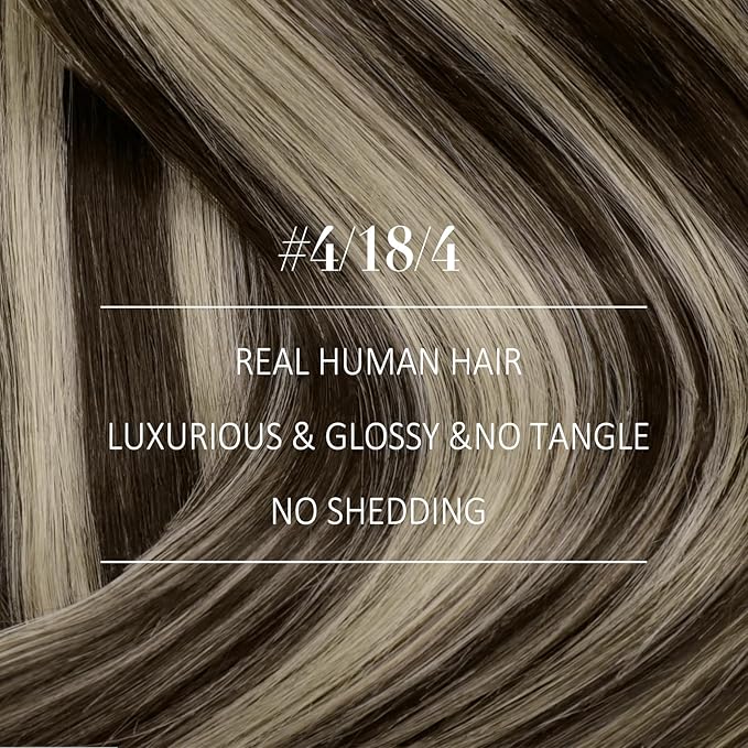 YoungSee 135G Clip in Hair Extensions Brown Balayage Clip in Extensions Real Human Hair Chocolate Brown with Ash Blonde Balayage Regain Confidence 16Inch 7pcs