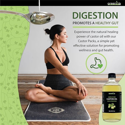 GreenIVe - 100% Pure Castor Oil GLASS - Cold Pressed - Hexane Free - Exclusively on Amazon (16 Ounce)