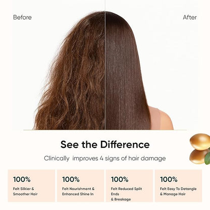 100% Organic Moroccan Argan Oil & Natural Keratin Masque | For Dry, Damaged & Color Treated Hair | Cold Prerssed Oils for Deep Nourishment | Sulfates, Parabens & Cruelty Free | 3.4 oz