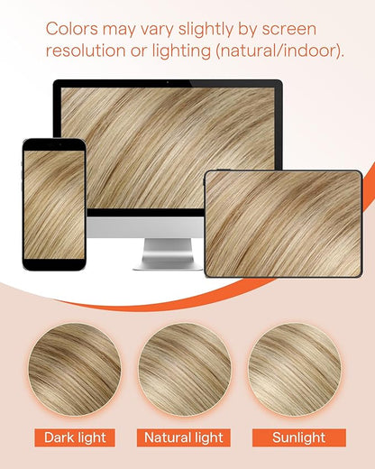 Sunny Hair Microlink Hair Extensions Human Hair Natural Micro Loop Extensions Dark Ash Blonde Highlights Light Blonde Micro Ring Soft Microbead Hair Extensions Show Charm 16inch 50g