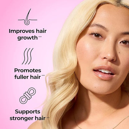 HUM Hair Strong Daily Hair Growth Gummies with Biotin, Zinc, Vitamin B12 to Support Growth, Folic Acid & Vitamin B12 Gummy Vitamins for Healthy Hair Support for Women and Men, 60 Gummies