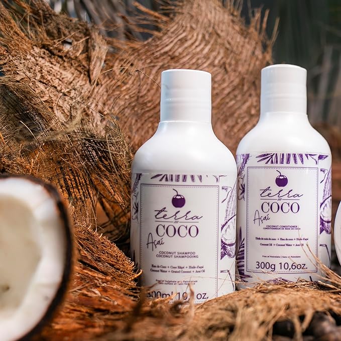 Terra Coco Açai Home Care Purple Toning Shampoo & Conditioner | Vegan | Moisturizing and Nourishing Line for Bleached Depigmented Hair