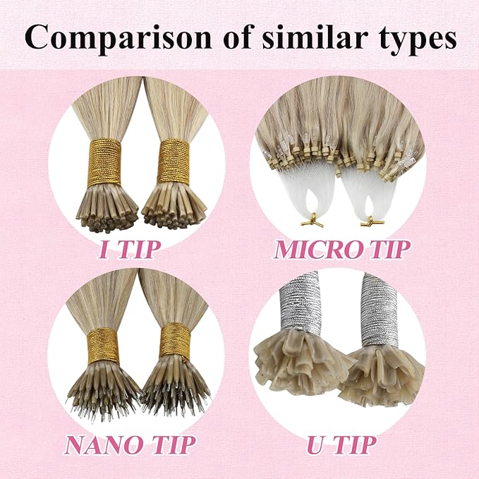 YoungSee Micro Link Hair Extensions Human Hair Blonde Micro Bead Hair Extensions Real Human Hair Blonde Highlights Ash Blonde Micro Ring Hair Extensions Silky Straight 18In Bead Hair Extension 50g 50s