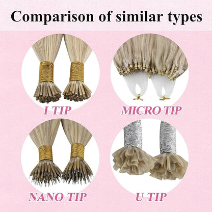YoungSee Micro Link Hair Extensions Human Hair Blonde Micro Bead Hair Extensions Real Human Hair Blonde Highlights Ash Blonde Micro Ring Hair Extensions Silky Straight 18In Bead Hair Extension 50g 50s