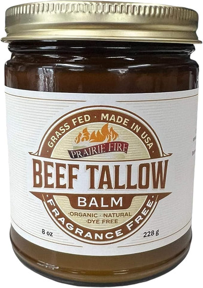 Beef Tallow Balm - 8 oz - Made in USA - Organic Grass Fed and Finished - Moisturizing Skin Care Frankincense