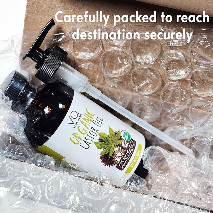 Castor Oil Organic Cold Pressed Unrefined Glass Bottle - USDA Certified Castor Oil For Hair Growth, Skin, Eyelashes, Eyebrows & Nails - 8 Fl Oz