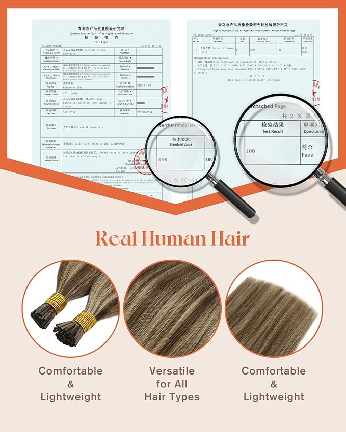 Sunny Hair I Tip Hair Extensions Human Hair 22inch Cold Fusion Dark Brown Highlight Caramel Blonde Itip Human Hair Extensions for Wedding Pre Bonded Create Beauty 50g