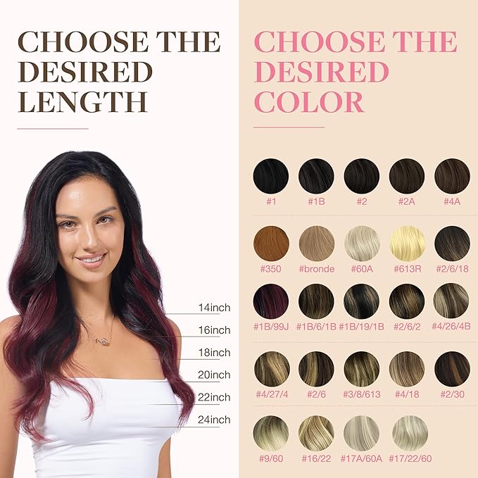 GOO GOO Tape in Hair Extensions Human Hair, 1/99 Balayage Jet Black to Red, 18inch 50g 20pcs, Skin Weft Seamless Invisible, Silky Straight with Thick Ends, Remy Human Hair