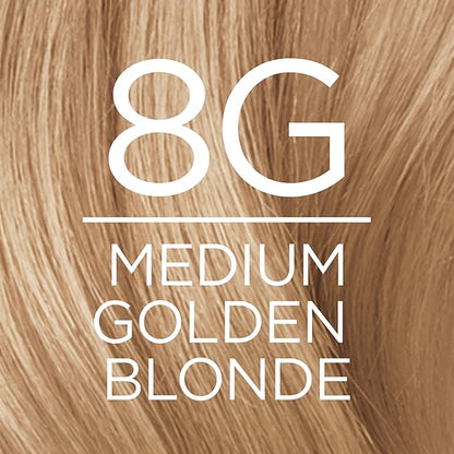 L'Oreal Paris Excellence Creme Permanent Triple Care Hair Color, 8G Medium Golden Blonde, Gray Coverage For Up to 8 Weeks, All Hair Types, Pack of 1