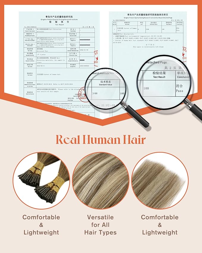 Sunny Hair Long I Tip Hair Extensions Brown Ombre Itips Human Hair Extensions Soft Pre Bonded Hair EXtensions Real Human Hair 22inch 50g