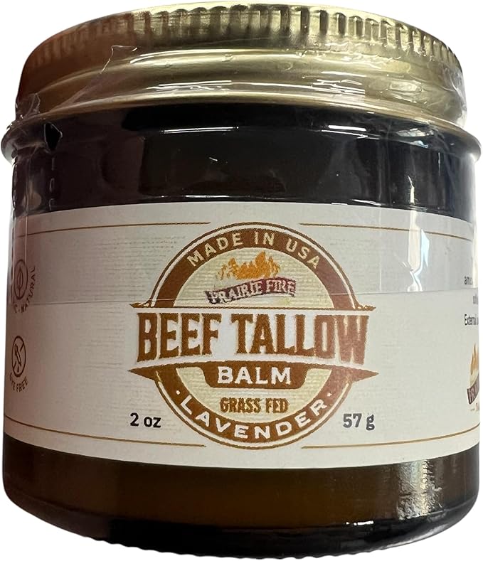 Beef Tallow Balm - 2 oz - Grown and Made in USA - Organic Grass Fed and Finished Tallow - Moisturizing Skin Care