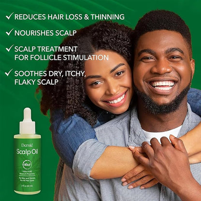 Scalp Oil for Hair Loss & Thinning Hair: Stimulates Follicles and Nourishes Scalp with Batana, Rosemary & Tea Tree – Ideal for Coily, Curly, Dry & Damaged Hair – Soothes Dry, Itchy, Flaky Scalp (60mL)