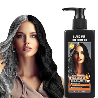 Ammonia-Free Instant Black Hair Dye Shampoo for Gray Coverage,Non-Staining scalp Long-Lasting Natural Black Hair Color Shampoo for Men/Women,Gentle polar Dye for Damaged Hair