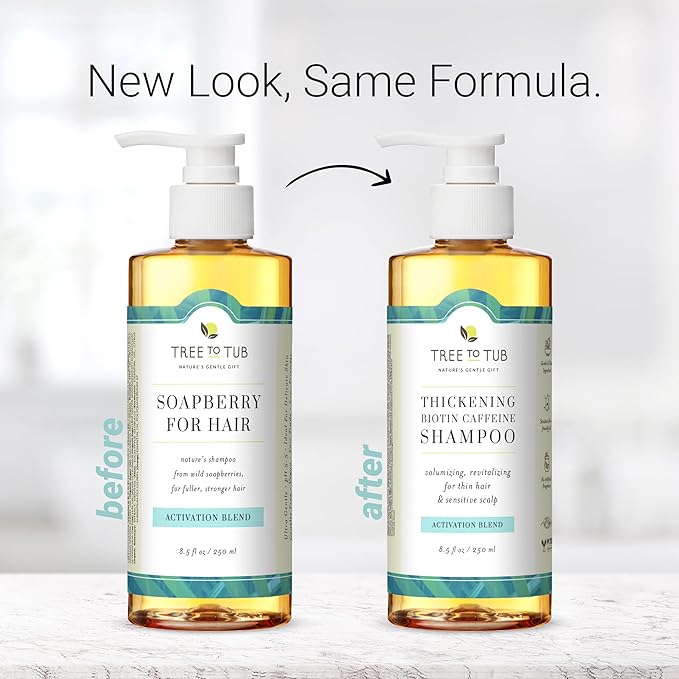 Tree To Tub Biotin Fine Hair Thickening Shampoo for Thicker, Fuller Volume - Gentle Volumizing Sulfate Free Argan Oil Shampoo for Women & Men w/Caffeine, Organic Saw Palmetto, All Natural Tea Tree