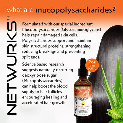 Hair & Scalp Regrowth Oil, Pure Rosemary, Coconut Oil, Biotin & Mucopolysaccharides, (polysaccharide/sugar polymer), Repairs & Promotes Hair Growth, Revitalizing Serum, 2 oz