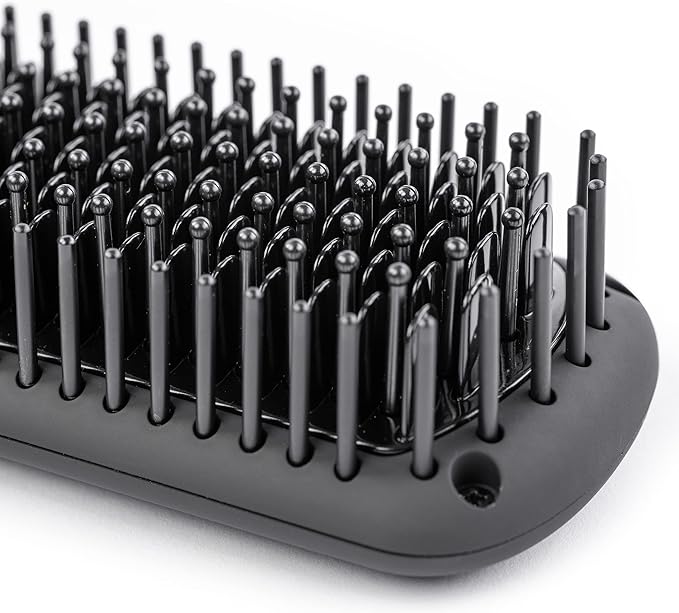 L'ANGE HAIR Le Vite Straightening Brush | Heated Hair Tool for Smoother, Frizz-Controlled Look | Dual-Voltage Hot Brush Straightener for Effortless Styling & Shine | Ceramic Standard Size (Black)