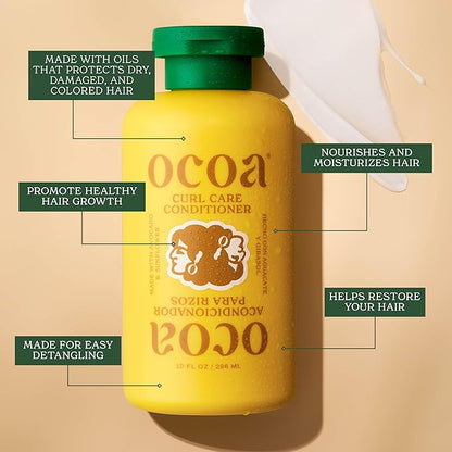 OCOA Curl Care Shampoo & Conditioner Duo – Sulfate-Free with Apple & Cupuaçu Butter, Moisture Retention, Hair Growth, and Healthy Scalp – For Wavy, Curly, Dry, Damaged & Color-Treated Hair – 10oz