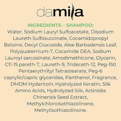 Damila Salt & Sulfate Free Shampoo & Conditioner for Keratin and Color Treated Hair - Professional Keratin Value Pack for Damaged, Frizzy, Curly, Dry & Thin Hair - Shampoo Sin Sal - 16.9 Fl Oz