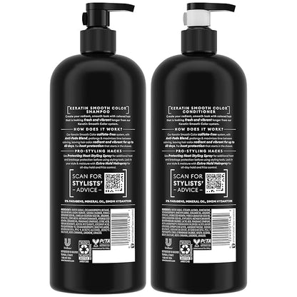 TRESemmé Shampoo and Conditioner, Keratin Smooth Color – Anti-Fade, Anti-Frizz Hair Products for Color-Treated Hair, 28 Oz Ea