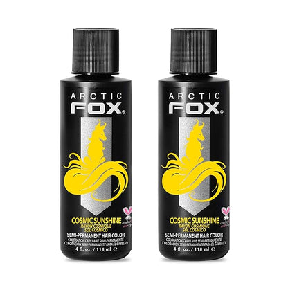 Arctic Fox Semi-Permanent Hair Dye, Vegan & Cruelty-Free, Vibrant Yellow Color, Ammonia-Free, Peroxide-Free, Conditioning Formula, For All Hair Types, Cosmic Sunshine, 4 Fl Oz (Pack of 2)