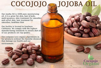 Cocojojo Jojoba Oil Organic, Jojoba Oil for Hair Growth for Skin, Face, 100% Pure Natural, Cold Pressed, Deep Moisturizing Anti-Aging, Essential Oils - 16 Fl Oz