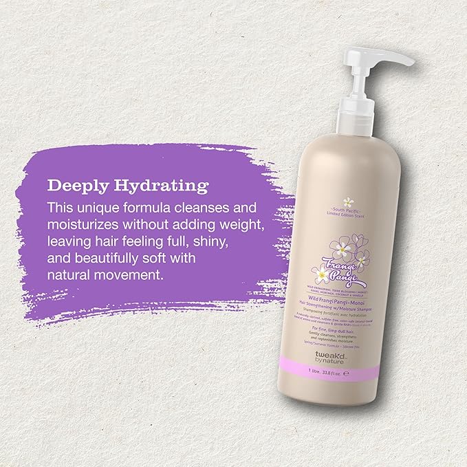 Tweak’d by Nature - Restore Frangi Pangi-Monoi Hair Strengthening Shampoo for Fine Hair, Cleansing with Coconut, Monoi Oil and Wild Frangipani for Softness and Shine, Sulfate Free (33.8 ounces)