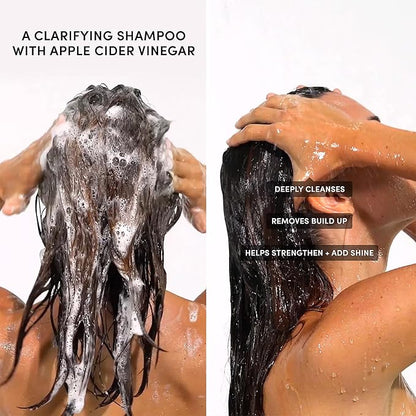 OUAI Detox Shampoo + Refill - Clarifying Shampoo for Build Up, Oil, Product & Hard Water - Apple Cider Vinegar & Keratin for Clean, Refreshed Hair - Sulfate Free Hair Care (2 Count, 10 Oz/32 Oz)