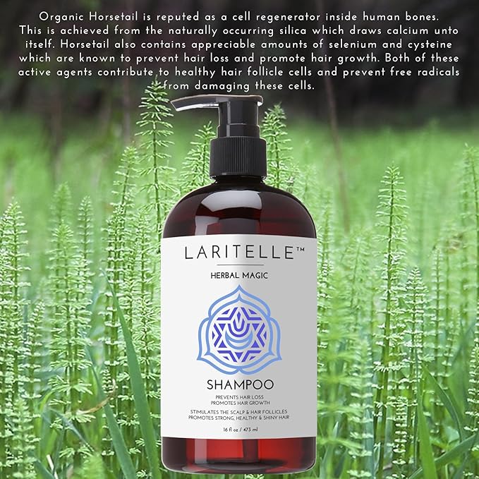 Organic Unscented Shampoo Herbal Magic – 17.5 oz – Sulfate-Free, Vegan Hair Growth Shampoo for Sensitive Scalp – Made in California