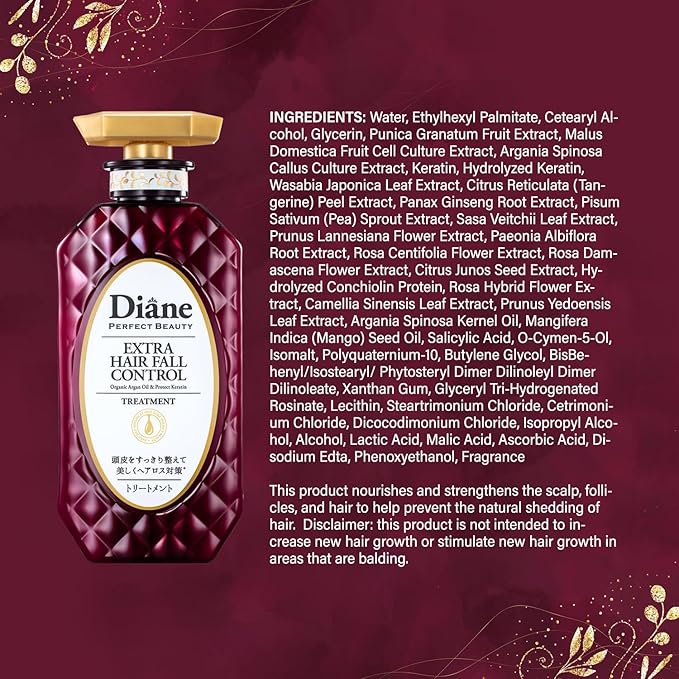 Moist Diane Hair Loss Treatments for Women & Men, Dry Itchy Scalp Treatment by Keratin, Argan Oil, Ginseng Root & Protein, Hair Thickening Conditioner from Japan, 15.2 Fl Oz, EXTRA HAIR FALL CONTROL