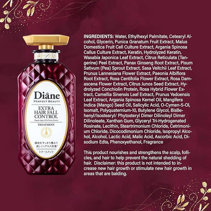 Moist Diane Hair Loss Treatments for Women & Men, Dry Itchy Scalp Treatment by Keratin, Argan Oil, Ginseng Root & Protein, Hair Thickening Conditioner from Japan, 15.2 Fl Oz, EXTRA HAIR FALL CONTROL
