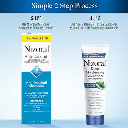 Nizoral Anti-Dandruff Shampoo, 14 Oz + Deep Moisturizing Conditioner, 9.4 Oz Bundle