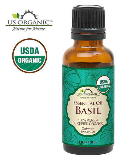 US Organic 100% Pure Basil Essential Oil - USDA Certified Organic, Steam Distilled W/Euro droppers (More Size Variations Available) (30 ml / 1 fl oz)