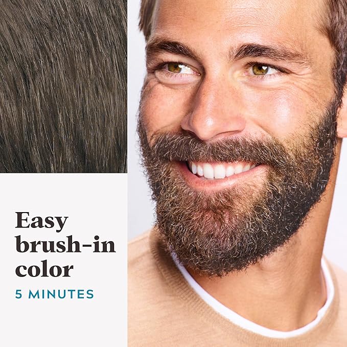 Just For Men Mustache & Beard, Beard Coloring for Gray Hair with Brush, with Keratin Biotin Aloe and Coconut Oil for Healthy Facial Hair - Medium-Dark Brown, M-40, Pack of 3 (Packaging May Vary)
