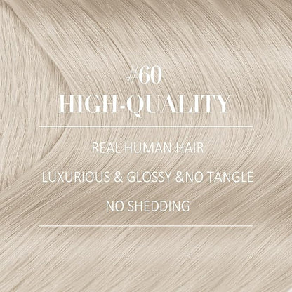 YoungSee 135G Clip in Hair Extensions Blonde Clip in Human Hair Extension Platinum Blonde Thick End Full Head Real Human Hair Extensions 7Pcs 16Inch