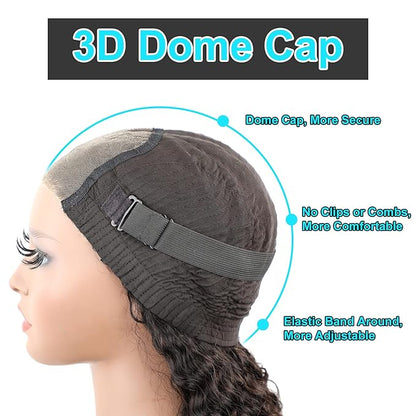 BLY Glueless Wear and Go Lace Front Wigs Human Hair for Women Deep Wave Curly Wig No Glue Ready to Wear 4x4 Lace Pre Cut Wig Pre Plucked with Baby Hair 180% Density Natural Hairline 16 Inch