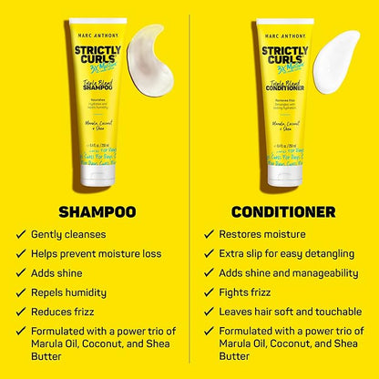 Marc Anthony Strictly Curls 3x Moisture Deep Shampoo & Conditioner for Curl Defining & Anti Frizz - Shea Butter, Marula Oil, Aloe & Coconut Oil - Sulfate Free Color Safe for Dry Damaged Curly Hair