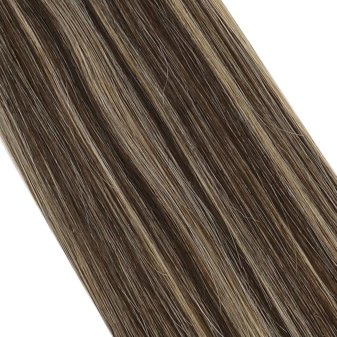 YoungSee Itip Hair Extensions Real Human Hair Brown I Tips Hair Extensions for Women Highlight Dark Brown and Blonde Itip Hair Extension for Long Hair 24In Invisible Keratin Hair Extension 50g 50s