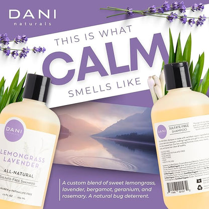 Naturals Shampoo - Lemongrass Lavender - Calming for the scalp; Scalp redness reduction; Reduces dandruff & dryness, 12 oz