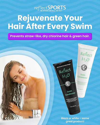 Reflect HշO Swim Conditioner - Moisturizing & Strengthening Swim Hair Care Conditioner for Damaged Hair - Sulfate-Free Chlorine Hair Protection with Rosemary & Vitamin E for Fresh, Hydrated Hair - 8oz