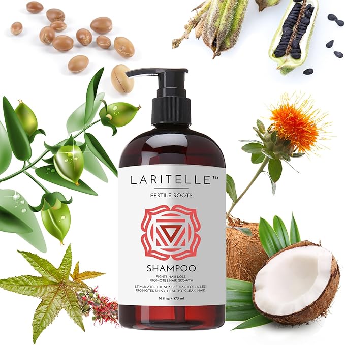 Organic Shampoo Fertile Roots 17.5 oz – Fights Hair Loss & Promotes Healthy New Growth with Lavender, Ginger, Rosemary, Patchouli, Clary Sage – Strengthens, Nourishes & Balances Scalp