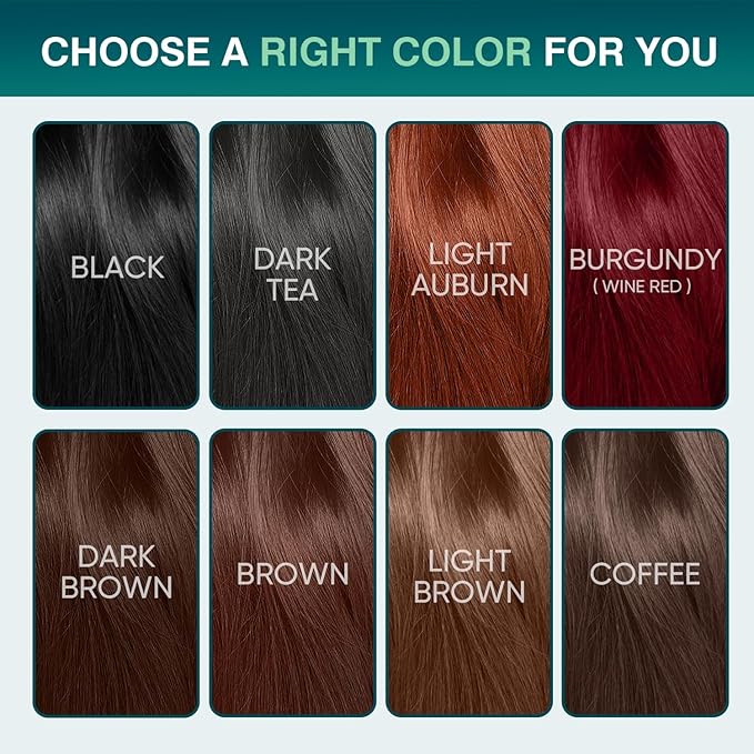 Burgundy Hair Dye Shampoo for Women Men Gray Hair Coverage in 15 Minutes, Natural Hair Color Shampoo