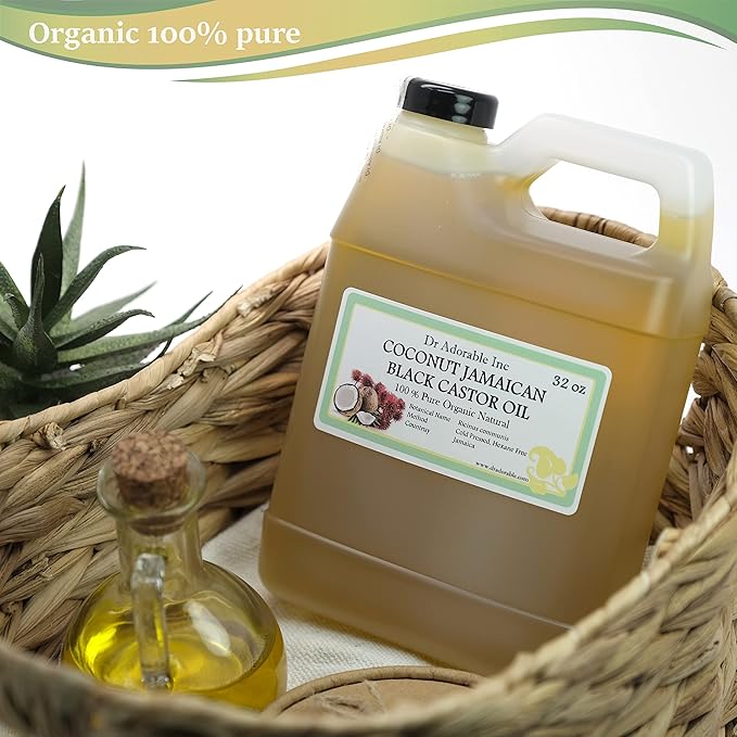 Dr Adorable - 32 oz - Coconut Jamaican Black Castor Oil - Pure Natural Organic Strengthen Grow & Restore Hair Care