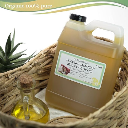 Dr Adorable - 32 oz - Coconut Jamaican Black Castor Oil - Pure Natural Organic Strengthen Grow & Restore Hair Care